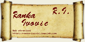 Ranka Ivović vizit kartica
